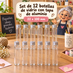 RI-0004879-1.png Set de 12 botellas de vidrio con tapa de aluminio, 22x100 mm