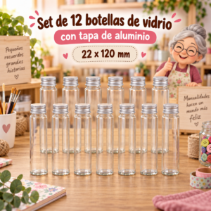 RI-0004880-1.png Set de 12 botellas de vidrio con tapa de aluminio, 22x120 mm