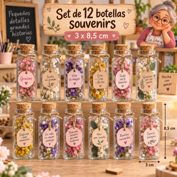 RI-0004884-1.png Set de 12 botellas souvenirs, modelo 4, 3 x 8,5 cm