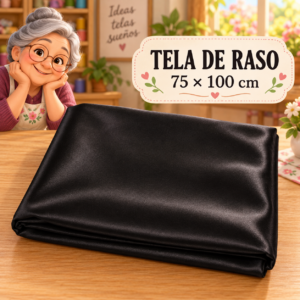 Tela de raso negra, ±75 x 100 cm