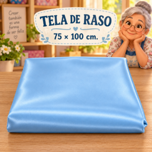 Tela de raso celeste, ±75 x 100 cm