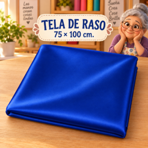 Tela de raso azul rey, ±75 x 100 cm