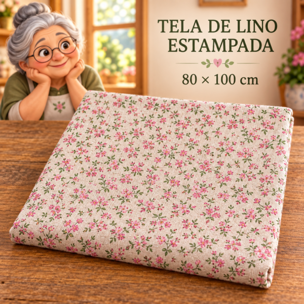 RI-0004924-1.png Tela de lino estampada con flores pequeñas, ±80 x 100 cm