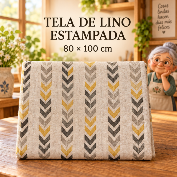 RI-0004925-1.png Tela de lino estampada con franjas geométricas, ±80 x 100 cm