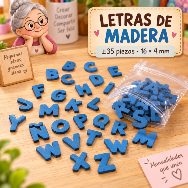 RI-0004942-1.png Set de letras de madera, azul, ±35 piezas, 16 × 4 mm