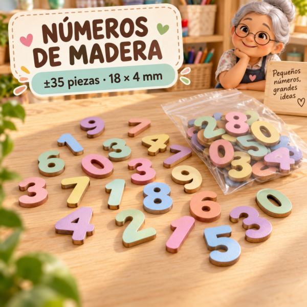 RI-0004943-1.png Set de números de madera, colores macaron claros, ±35 piezas, 18 × 4 mm
