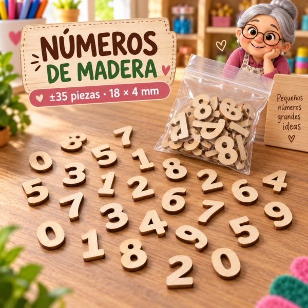 RI-0004945-1.png Set de números de madera, madera natural, ±35 piezas, 18 × 4 mm
