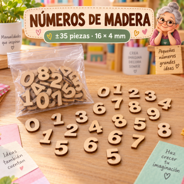 RI-0004955-1.png Set de números de madera, madera natural, ±35 piezas, 16 × 4 mm