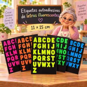 RI-0005000-1.png Etiquetas autoadhesivas de letras fluorescentes, 5 piezas, 11 × 15 cm