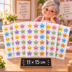 RI-0005002-1.png Etiquetas autoadhesivas de caritas de estrellas, 5 piezas, 11 × 15 cm