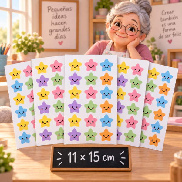 RI-0005002-1.png Etiquetas autoadhesivas de caritas de estrellas, 5 piezas, 11 × 15 cm