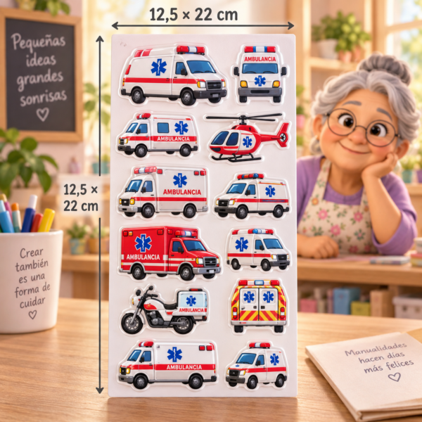 RI-0005008-1.png Stickers autoadhesivos de ambulancias, 12,5 × 22 cm