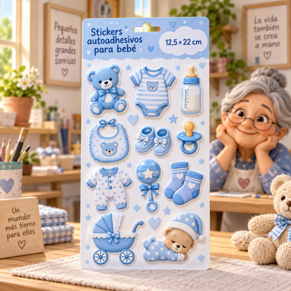 RI-0005010-1.png Stickers autoadhesivos para bebé, azul, 12,5 × 22 cm