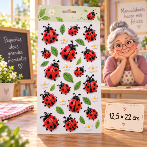 RI-0005011-1.png Stickers autoadhesivos de mariquitas, 12,5 × 22 cm