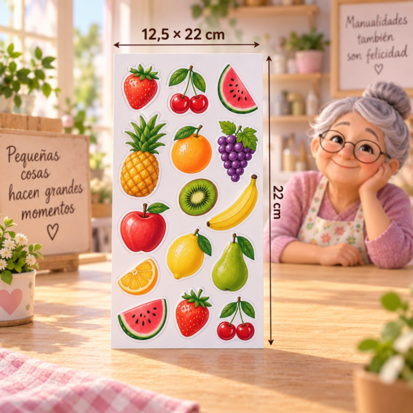 RI-0005014-1.png Stickers autoadhesivos de frutas impresas, 12,5 × 22 cm