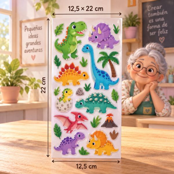 RI-0005016-1.png Stickers autoadhesivos de dinosaurios, 12,5 × 22 cm