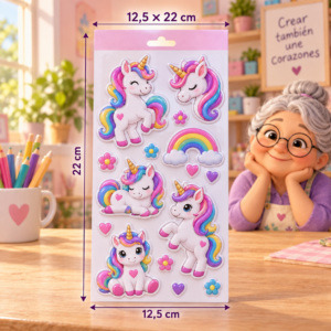 RI-0005017-1.png Stickers autoadhesivos de unicornios, 12,5 × 22 cm