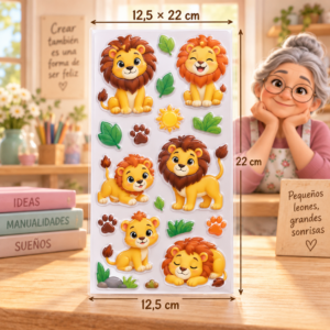 RI-0005018-1.png Stickers autoadhesivos de leones, 12,5 × 22 cm