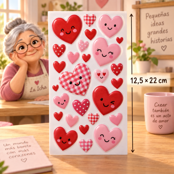 RI-0005023-1.png Stickers autoadhesivos de corazones, 12,5 × 22 cm