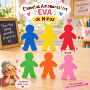 RI-0005028-1.png Etiquetas autoadhesivas EVA de niños, 6 unidades por tarjeta, 8 × 5 cm