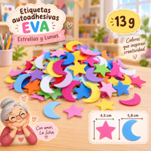 RI-0005029-1.png Etiquetas autoadhesivas EVA de estrellas y lunas, 13 g, 5,8 × 4,5 cm