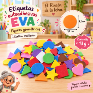 RI-0005031-1.png Etiquetas autoadhesivas EVA de figuras geométricas, 13 g, 3,2 × 3,2 cm