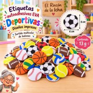 RI-0005046-1.png Etiquetas autoadhesivas EVA impresas de pelotas deportivas, 13 g, 4 cm