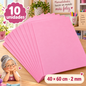 RI-0005055-1.png Goma EVA rosado claro, 10 unidades, 40 × 60 cm, 2 mm