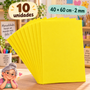 Goma EVA amarillo limón, 10 unidades, 40 × 60 cm, 2 mm