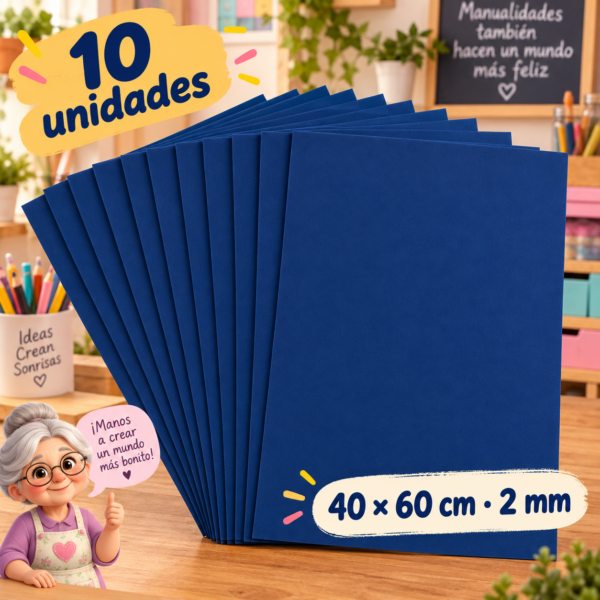 Goma EVA azul oscuro, 10 unidades, 40 × 60 cm, 2 mm