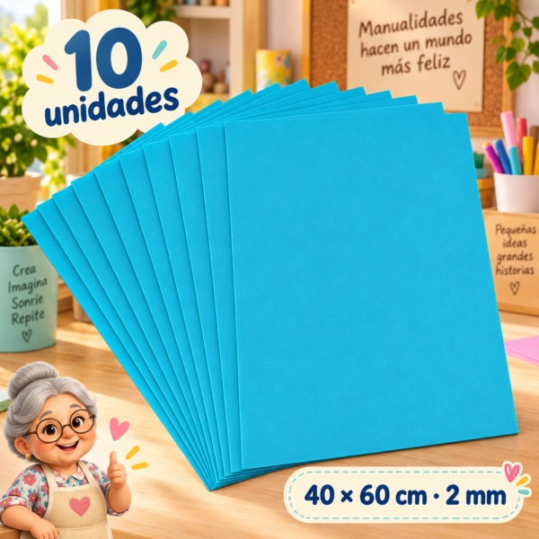 Goma EVA lago azul, 10 unidades, 40 × 60 cm, 2 mm
