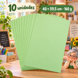 RI-0005110-1.png Cartulina 160 g verde claro, 10 unidades, 40 × 59,5 cm