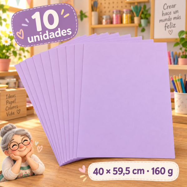 Cartulina 160 g lila claro, 10 unidades, 40 × 59,5 cm