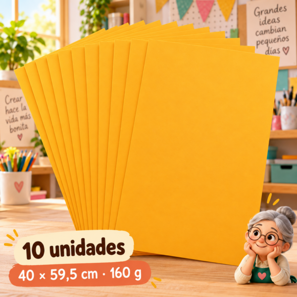 Cartulina 160 g naranja amarillo, 10 unidades, 40 × 59,5 cm
