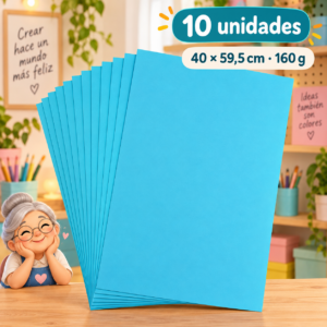 RI-0005116-1.png Cartulina 160 g azul lago, 10 unidades, 40 × 59,5 cm