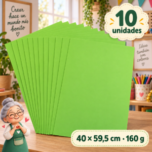 RI-0005119-1.png Cartulina 160 g verde loro, 10 unidades, 40 × 59,5 cm