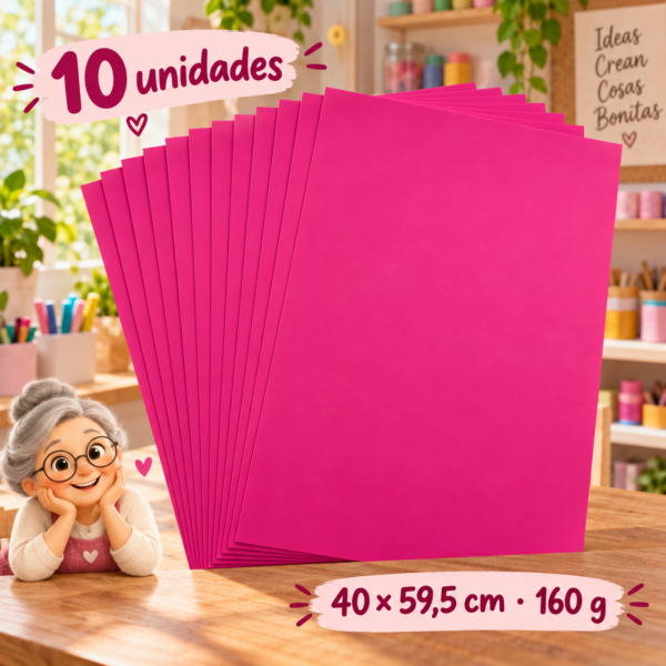 Cartulina 160 g fucsia, 10 unidades, 40 × 59,5 cm
