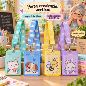 RI-0005126-1.png Porta credencial vertical con lanyard, modelo 1, 6,8 × 11 cm