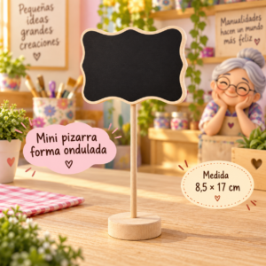 RI-0005137-1.png Mini pizarra con base de madera, forma ondulada, 8,5 × 17 cm