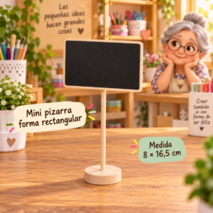 RI-0005138-1.png Mini pizarra con base de madera, forma rectangular, 8 × 16,5 cm