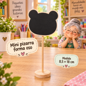 RI-0005140-1.png Mini pizarra con base de madera, forma oso, 8,5 × 18 cm