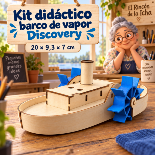Kit didáctico barco de vapor Discovery, 20 × 9,3 × 7 cm