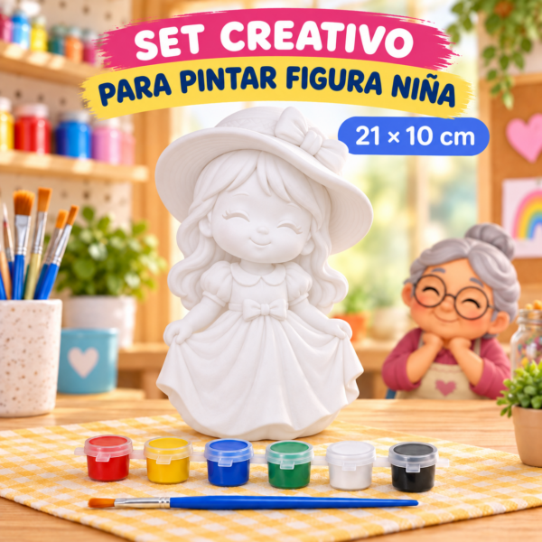 Set creativo para pintar figura niña, 21 × 10 cm