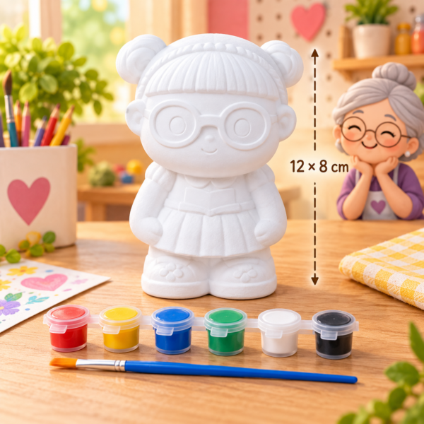 Set creativo para pintar figura niña con lentes, 12 × 8 cm