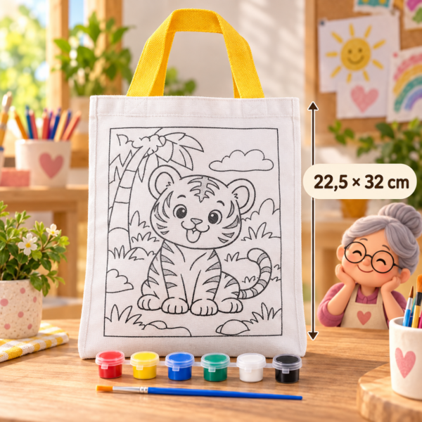 Bolsa educativa para pintar, diseño tigre, 22,5 × 32 cm