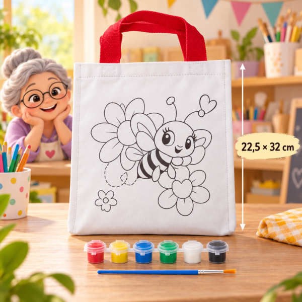 Bolsa educativa para pintar, diseño abeja, 22,5 × 32 cm