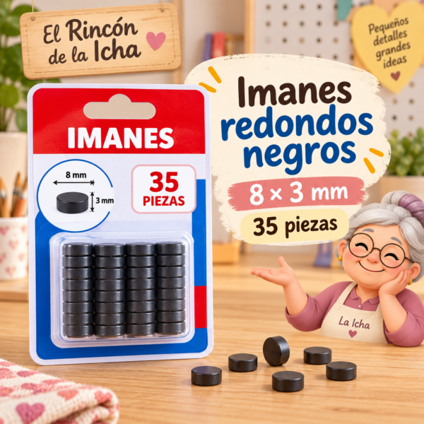 Imanes redondos 8 × 3 mm, 35 piezas
