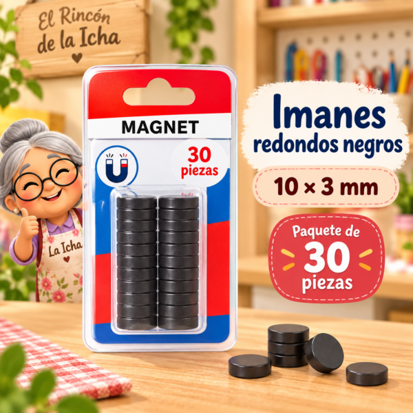 Imanes redondos 10 × 3 mm, 30 piezas