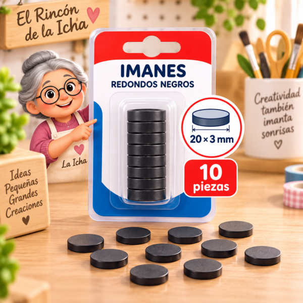 Imanes redondos 20 × 3 mm, 10 piezas