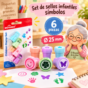 Set de sellos infantiles símbolos, 6 piezas, Ø 25 mm